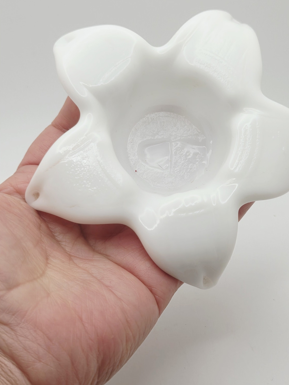 Vintage White Milk Glass Lotus Flower Trinket Dish